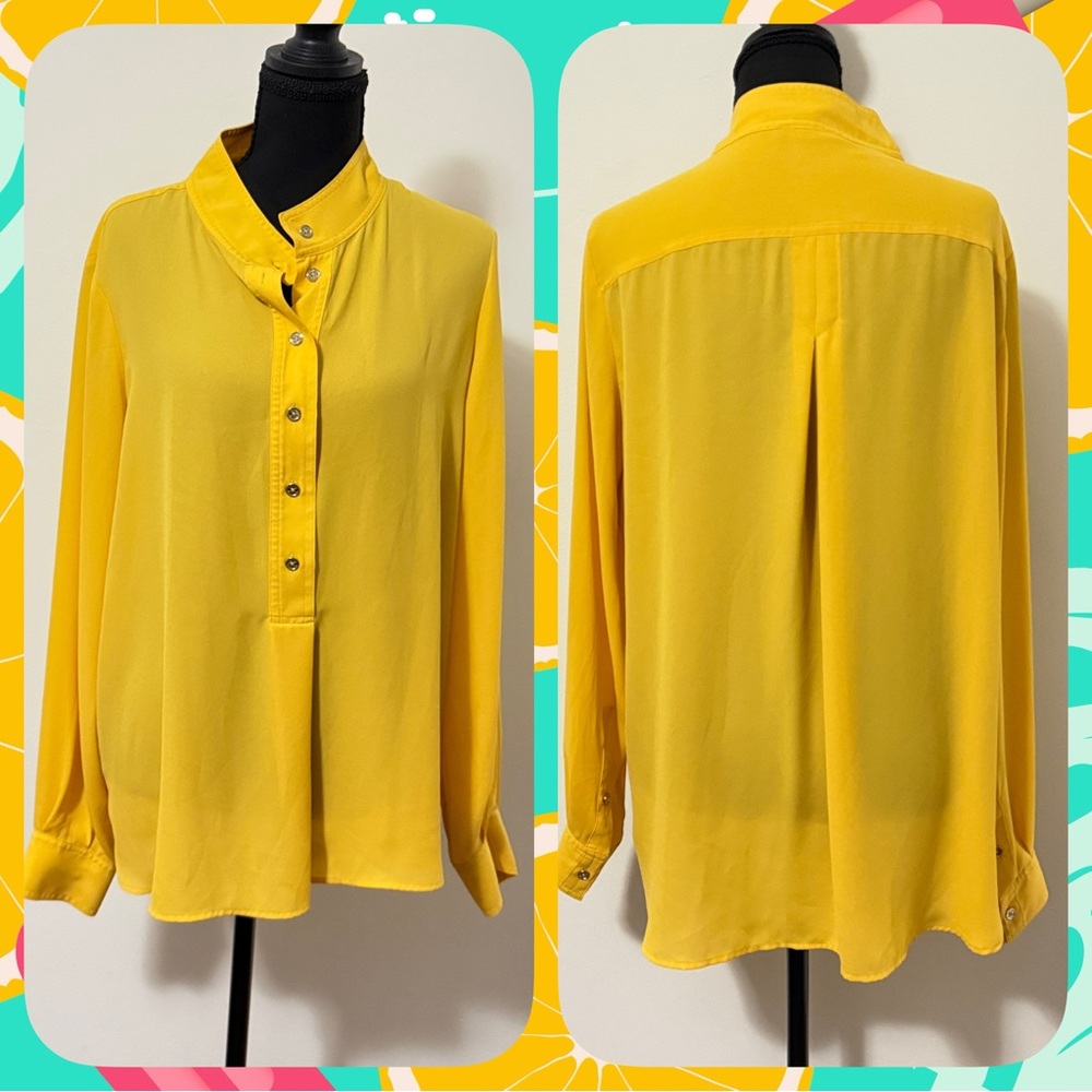 Tommy Hilfiger Yellow Women's Long Sleeve Blouse-Sz Large
